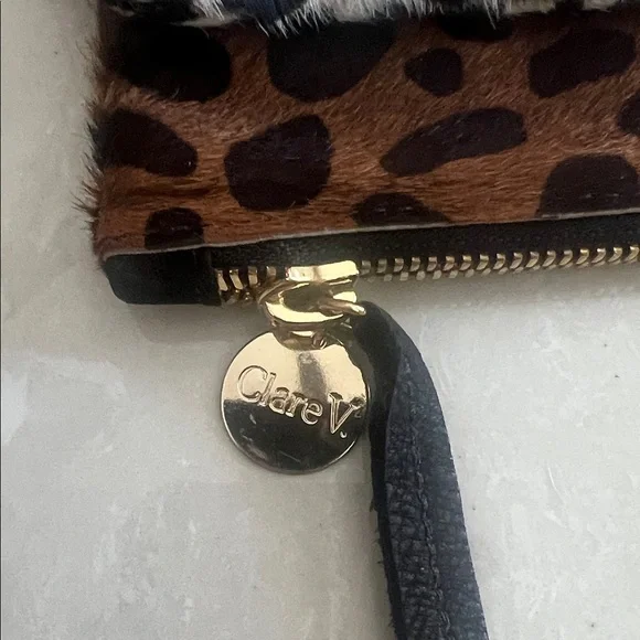 Clare V Leopard Print Clutch with Gold Accents - Picture 2 of 5